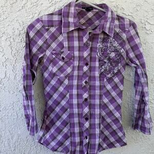 Y2k purple fang button up